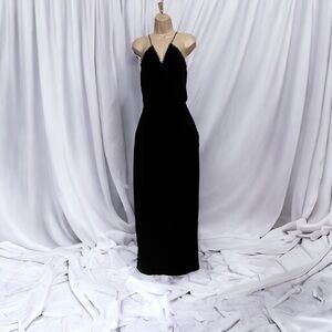 Tiffany Designs Formal Black Gown Rhinestones Tie Back, Fits Like 2-4